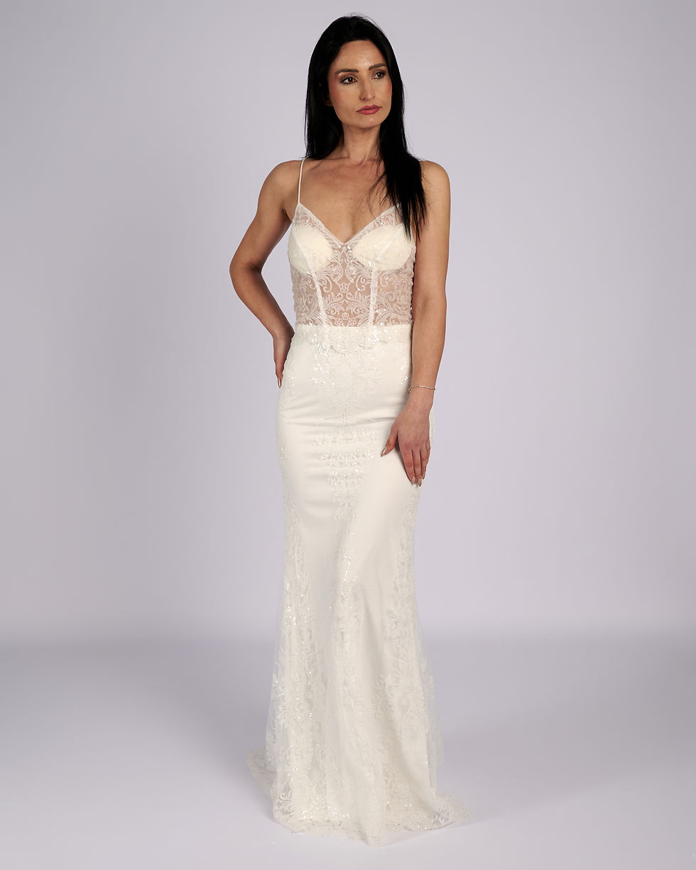 Mermaid Spaghetti Straps Bridal Dress, Wedding dress, Νυφικό γοργονέ φόρεμα με λεπτές τιράντες, κορσέ και γκλίτερ