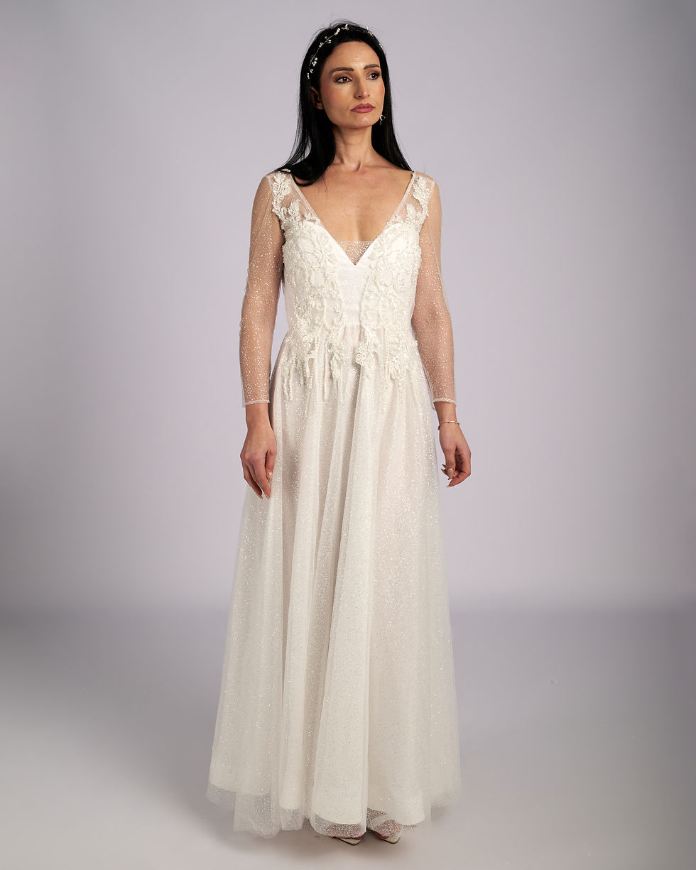 Rhinestone Glitter Tulle Bridal Gown, Wedding Dress, Δαντέλα με διαμάντια, γκλίτερ τούλι, νυφικό φόρεμα με ανοιχτή πλάτη