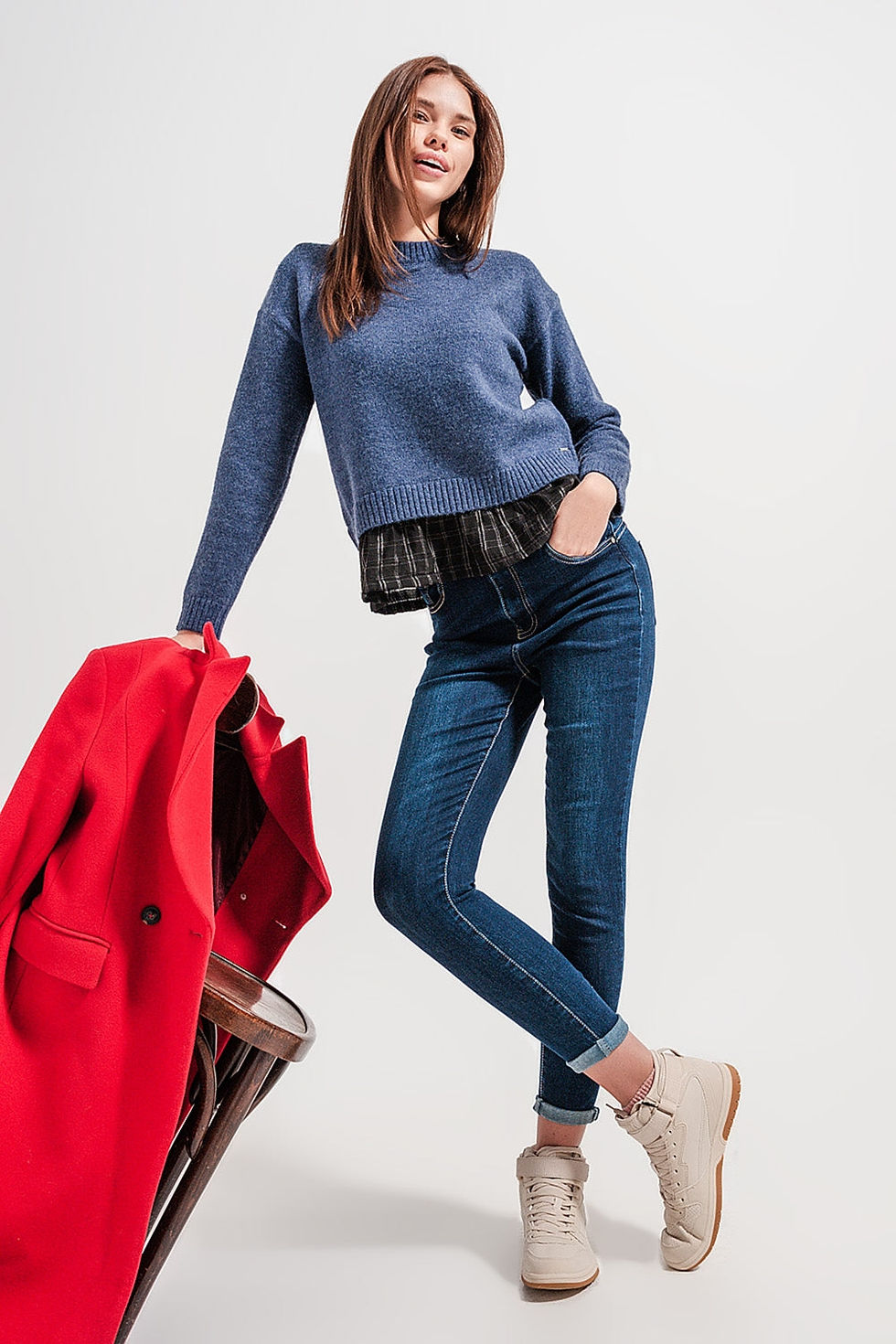 High Waist Push Up Skinny Fit Jeans in Dark Blue