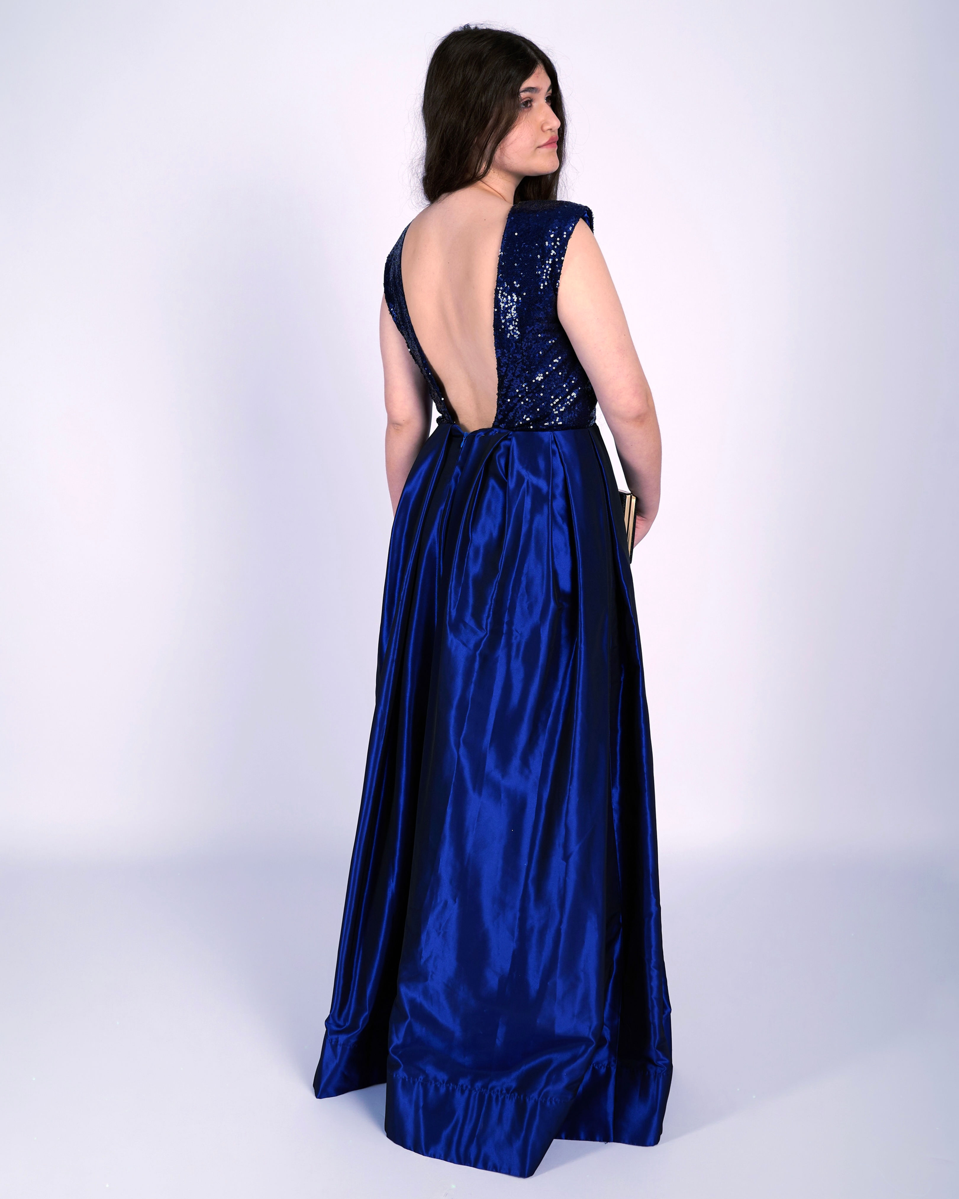 Josephine Royal Blue Sequin Taffeta Dress "φορέματα βραδινά"