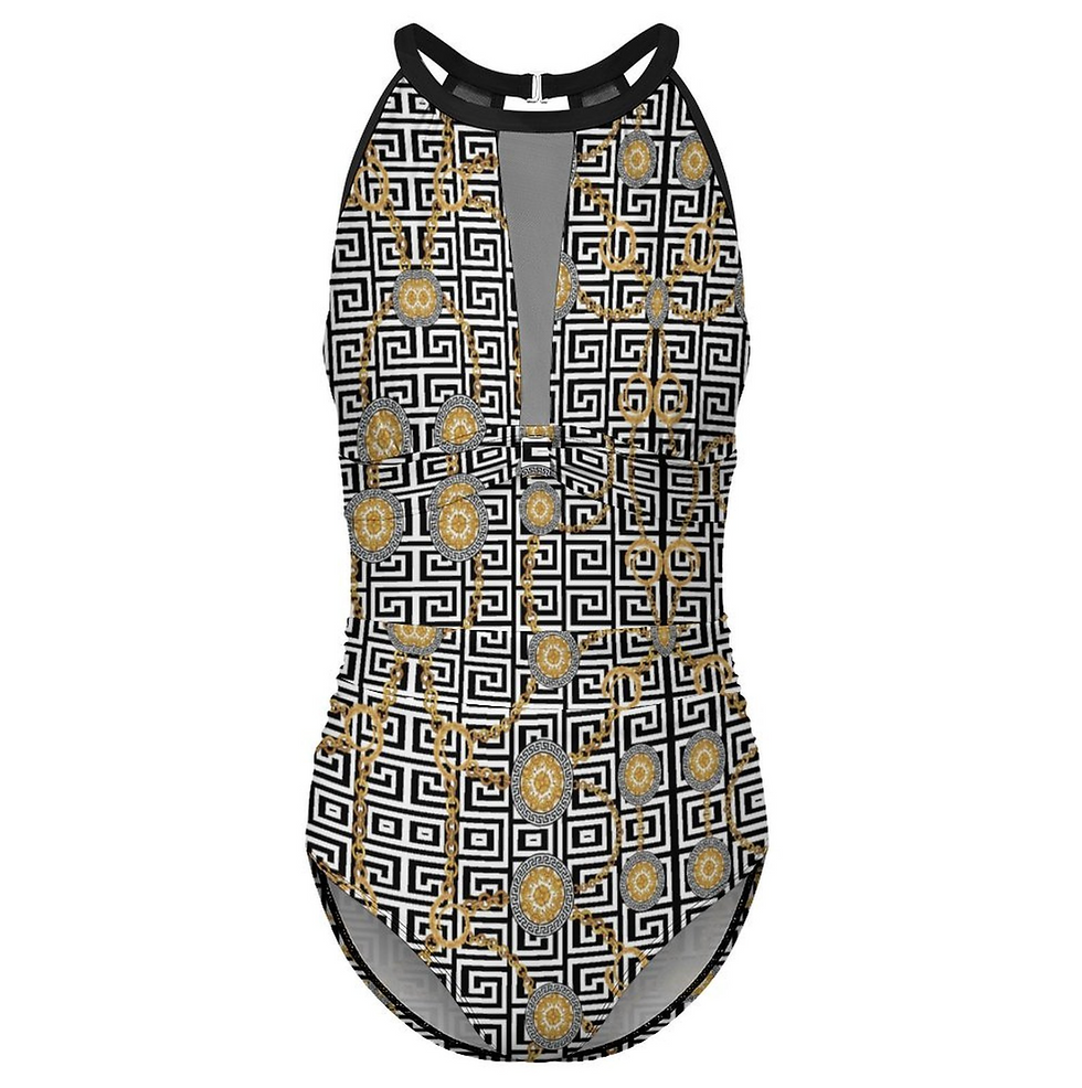 Thumbnail: Mediterranean Women's Plunge Mesh Ruched Swimsuit
