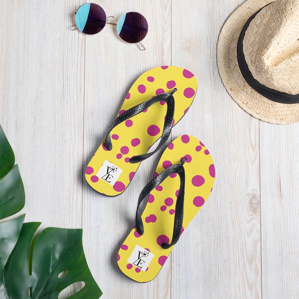 Yellow Pink Polka Dot Flip-Flops