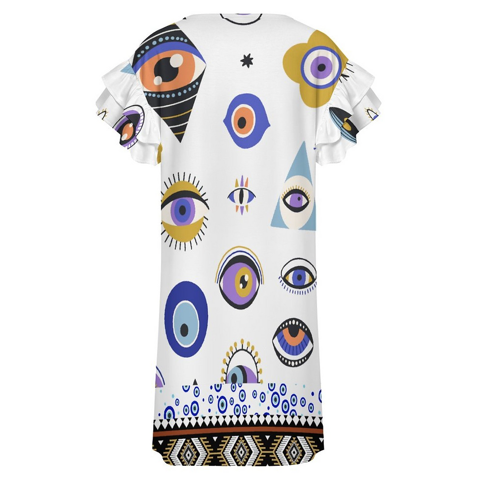 縮圖：Ruffle Sleeve Greek mediterranean Islands dress