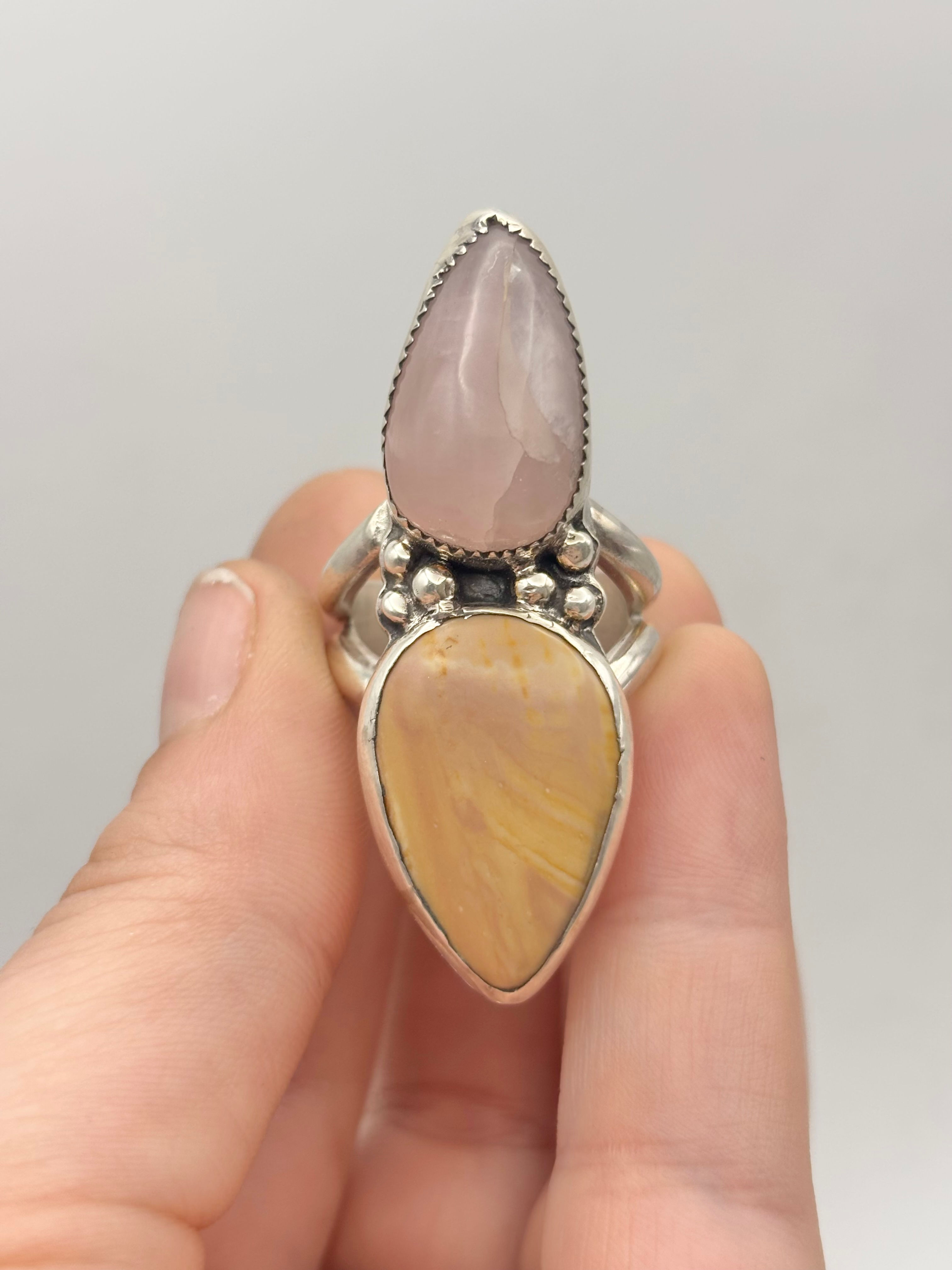 Rose Quartz and Desert Jasper Ring