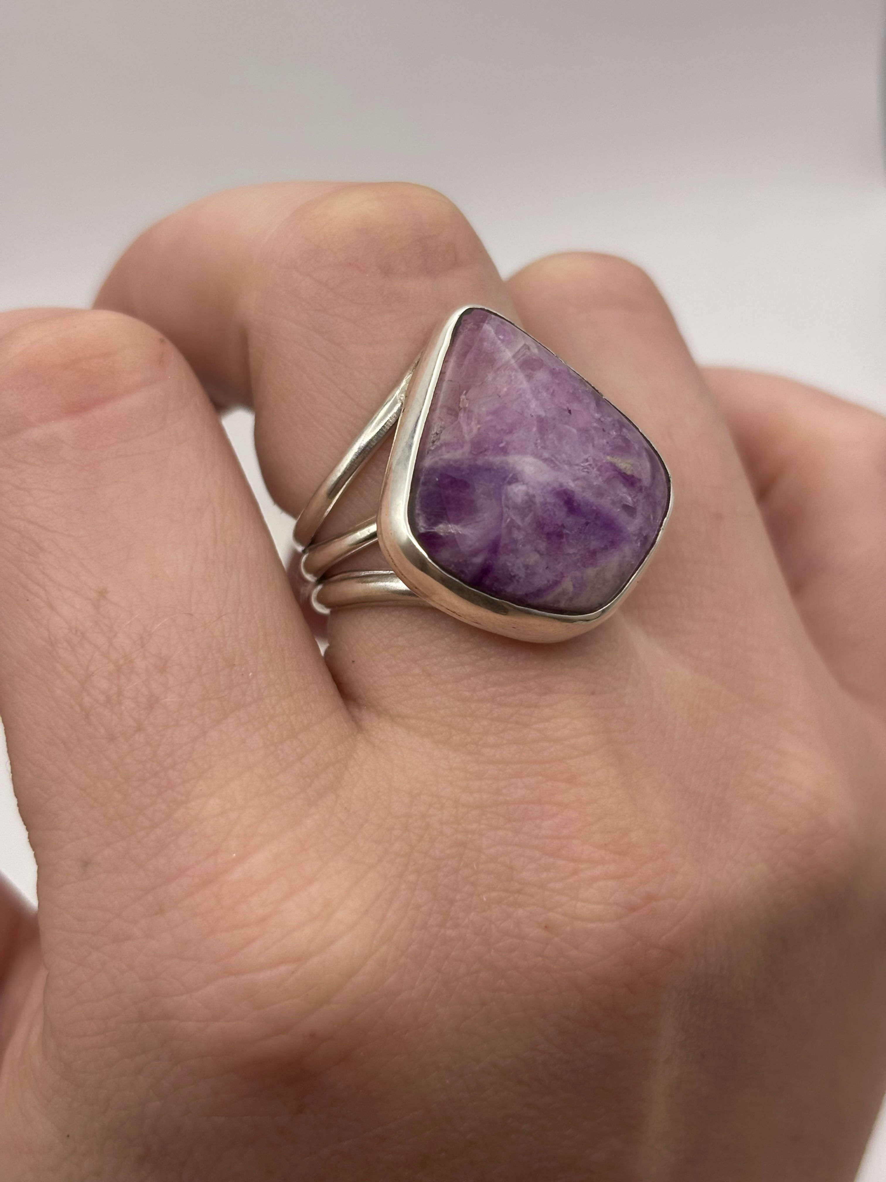 Sterling Silver Purple Fluorite Ring - Size 8 (US)