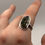 Thumbnail: Sterling Silver Moldavite Ring with Hammered Band