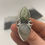 Thumbnail: Sterling Silver Double Teardrop Ring with Crescent Moons - Jadeite & Moss Agate