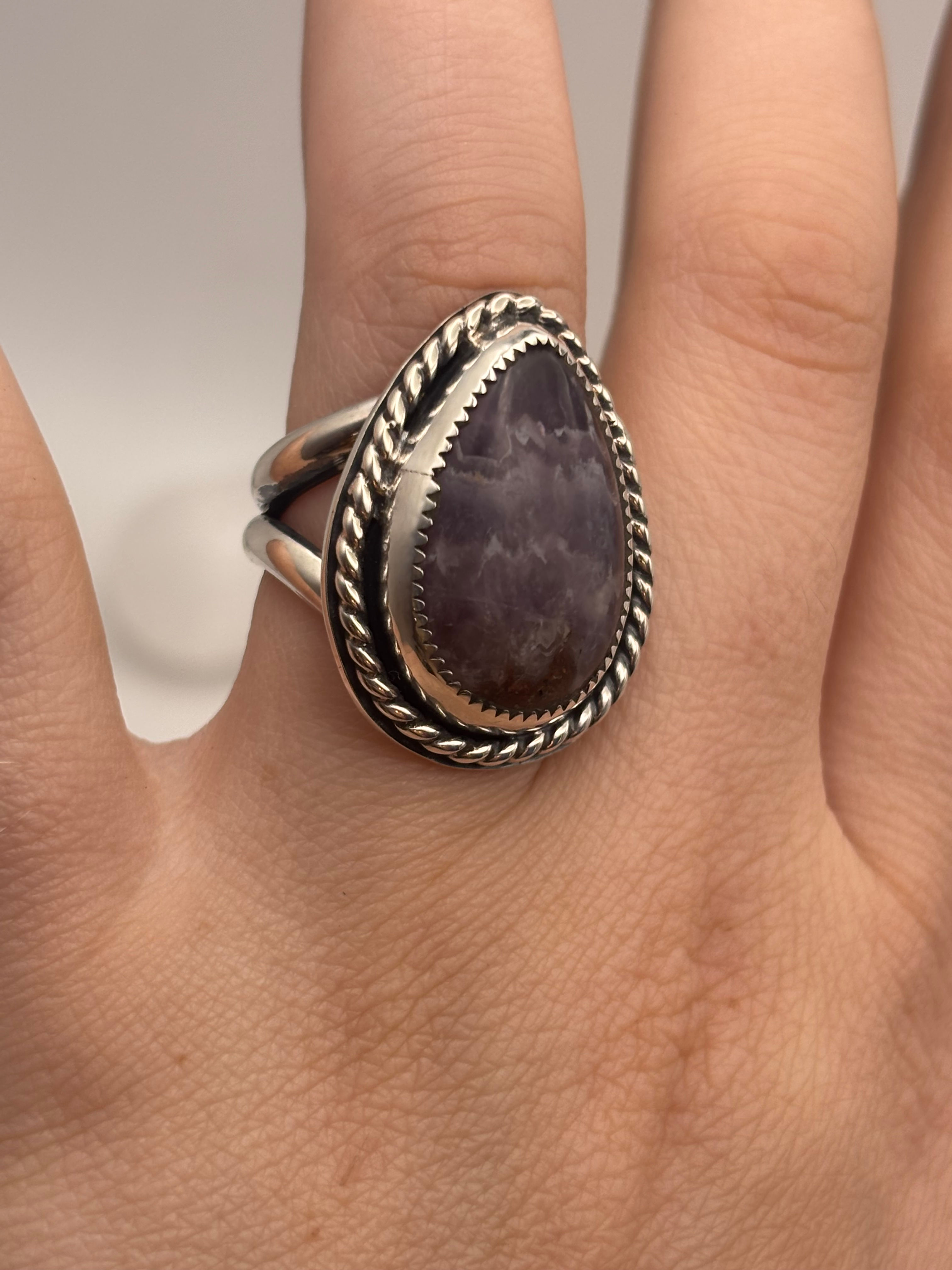 Sterling Silver Amethyst Ring with Split Band