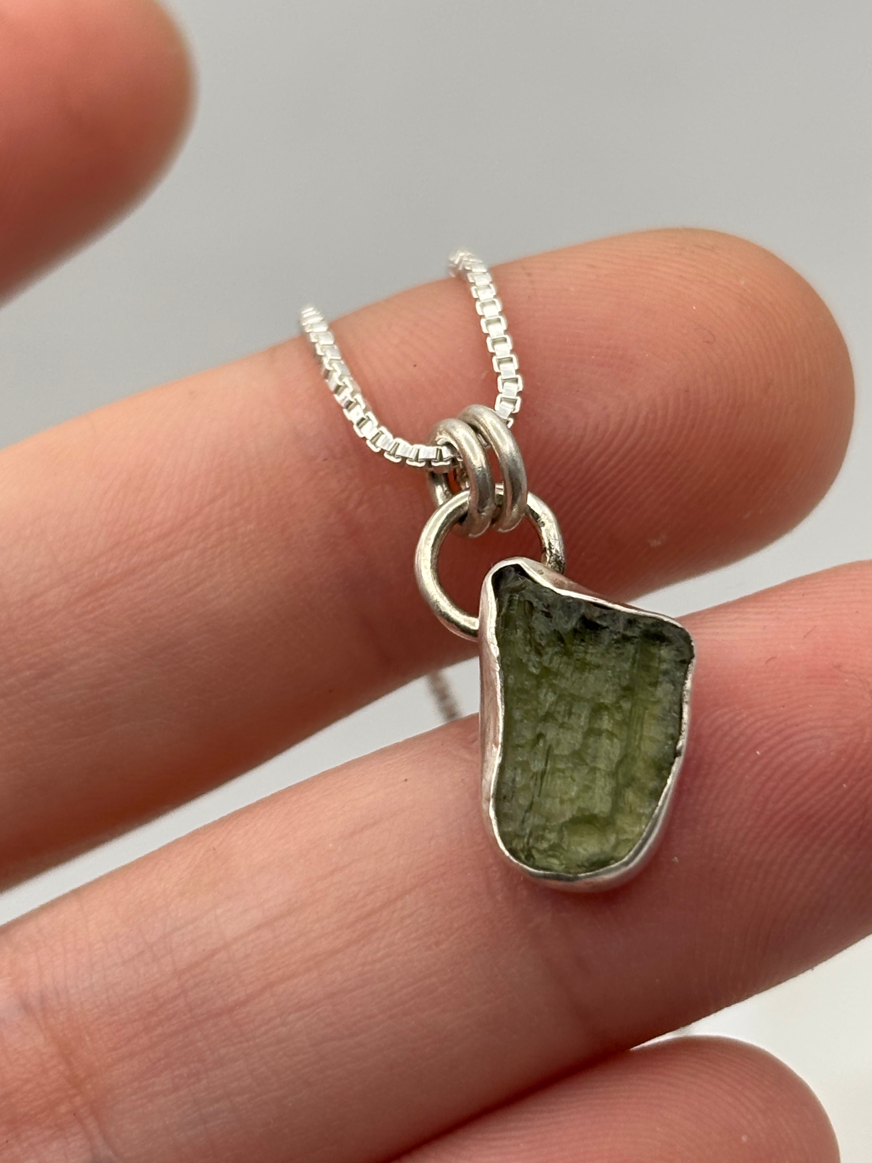 Sterling Silver Moldavite Pendant Necklace