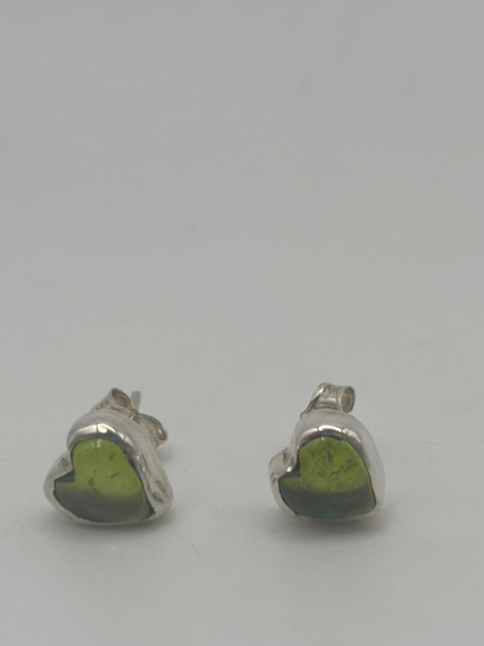 Thumbnail: Sterling Silver Arizona Peridot Heart Earrings