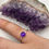 Thumbnail: Stackable Amethyst Ring with Hammered Band