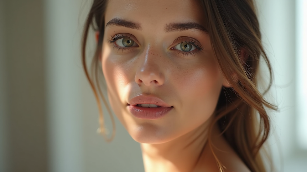 Vista a nivel de ojo de una mujer en un salón de belleza con un cambio de look moderno