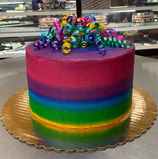 rainbow stripe glitter cake
