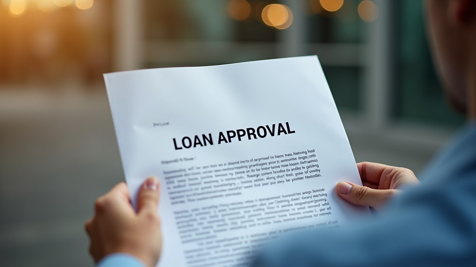 Close-up view of a person holding a loan approval letter