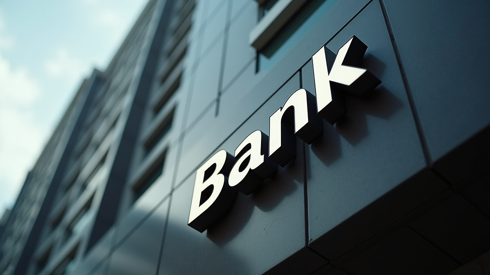 Close-up view of a Malaysian bank building exterior