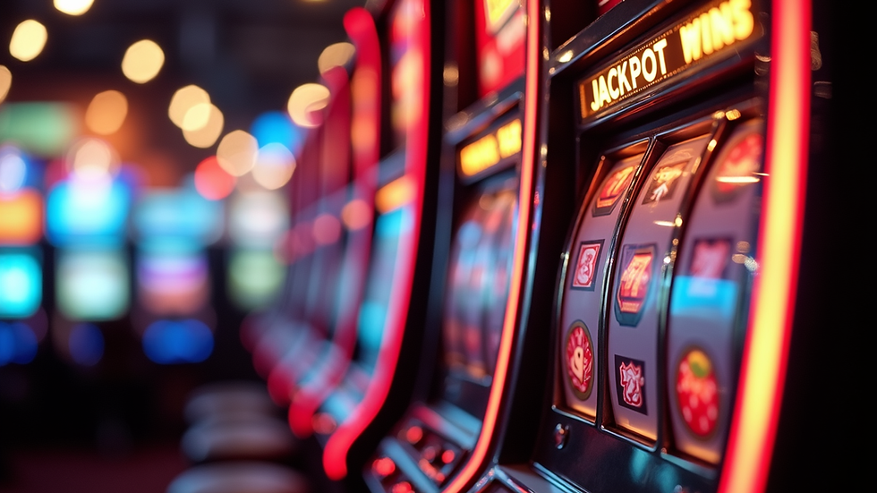 Eye-level view of a slot machine displaying a jackpot win