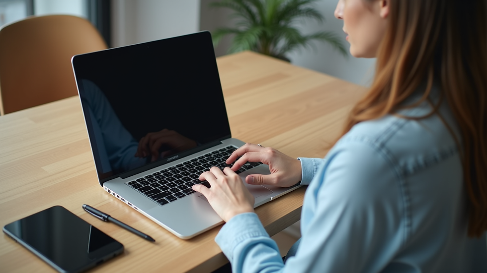 High angle view of a person using a laptop to apply for a loan online