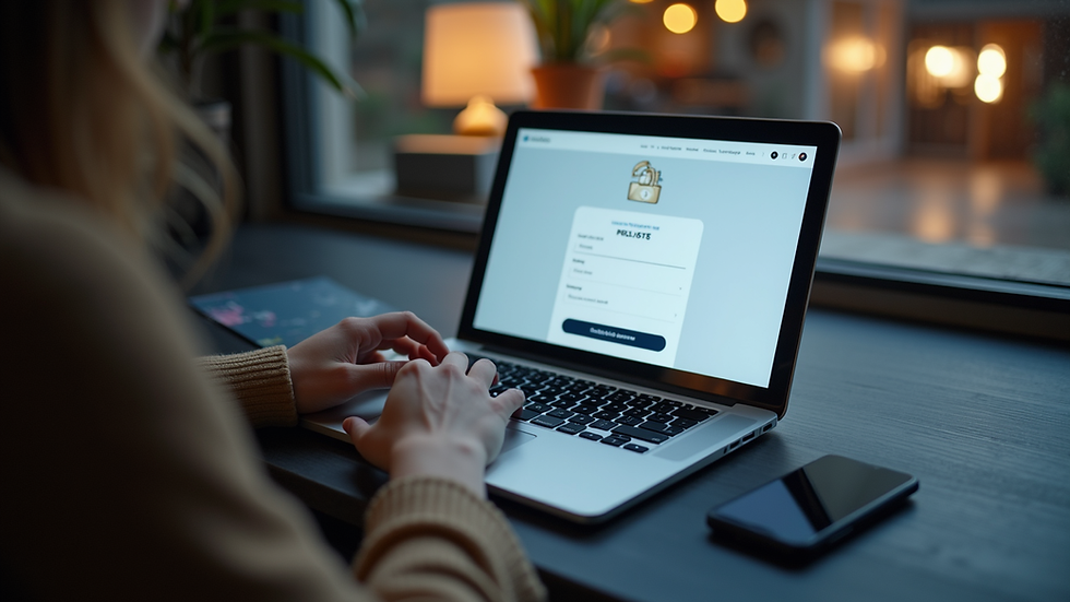 High angle view of a person using a laptop with a secure payment page on screen