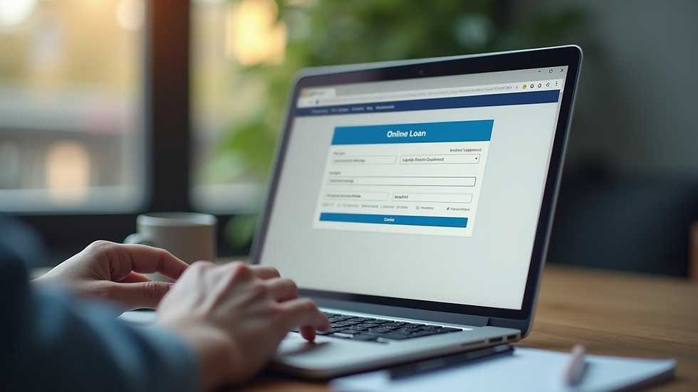 Close-up of a laptop screen showing an online loan application form