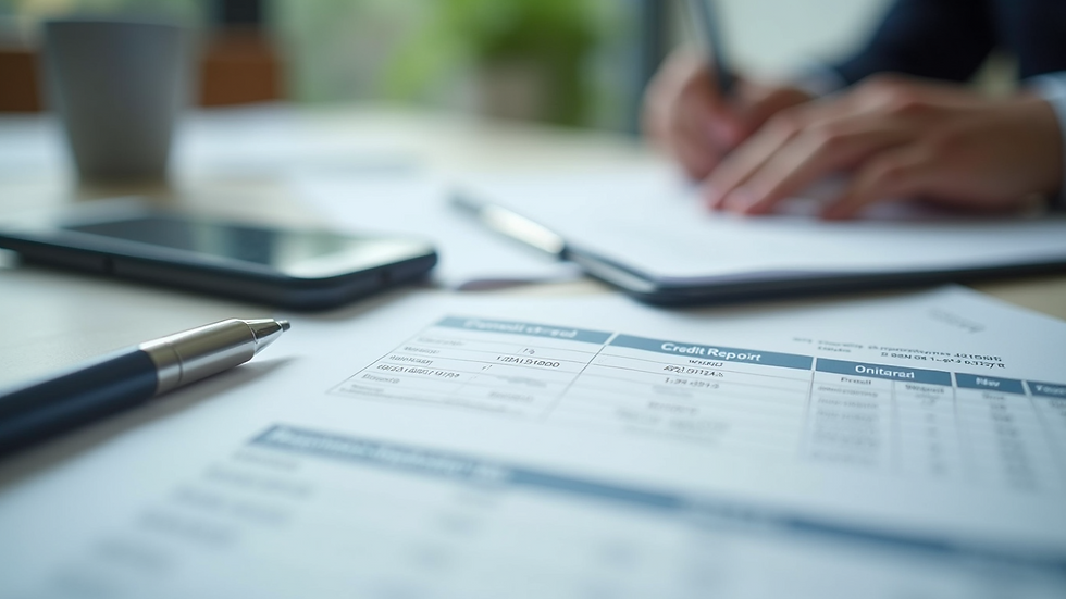 Close-up view of a credit report document on a desk