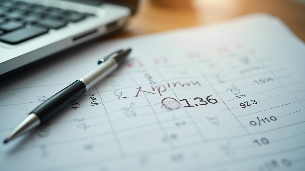 High angle view of a calendar with marked loan repayment dates