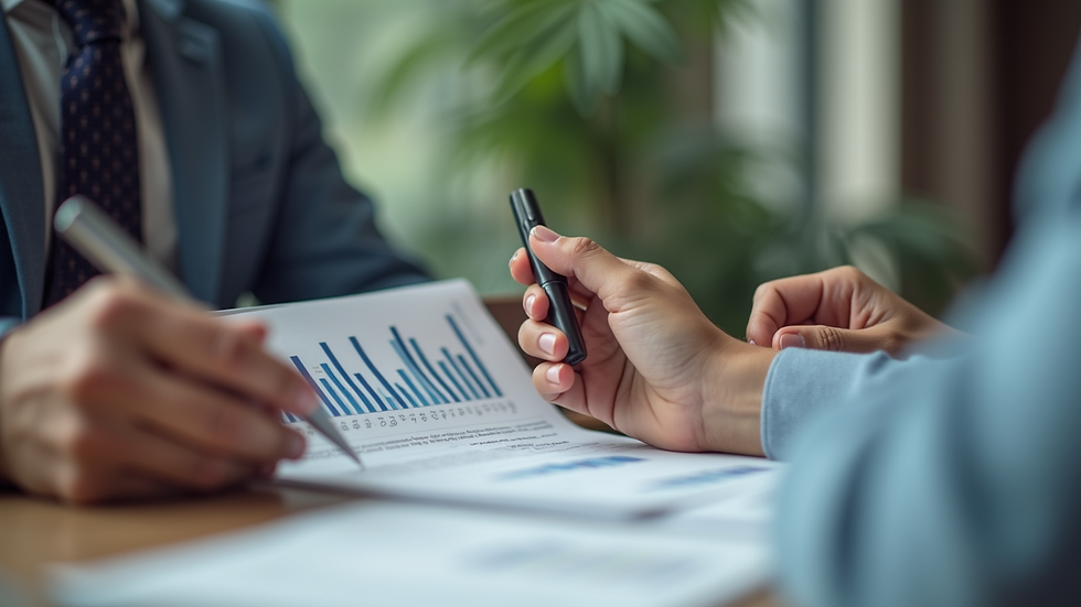 Close-up view of a financial advisor discussing loan options with a client