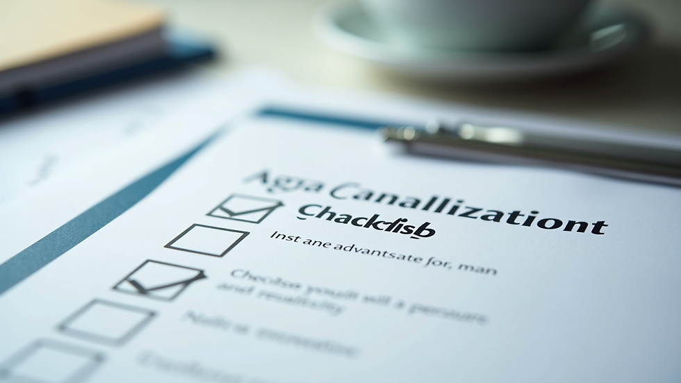 Close-up view of a checklist with loan application documents