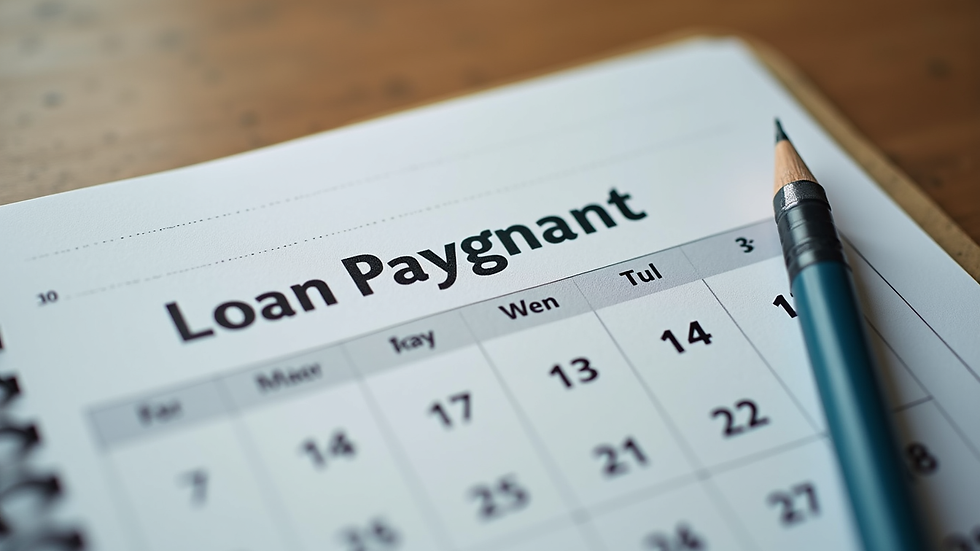 High angle view of a calendar with loan repayment dates marked