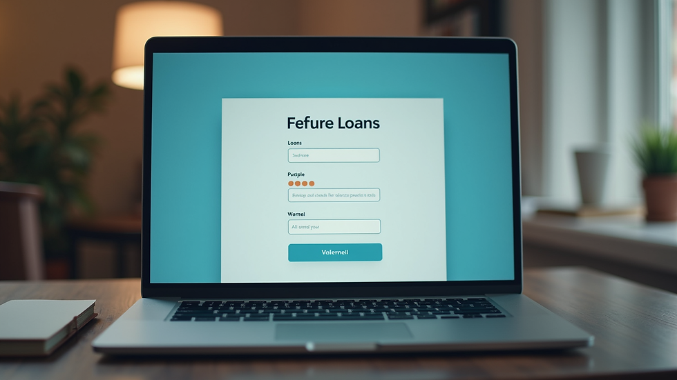 Close-up view of a laptop screen showing an online loan application form