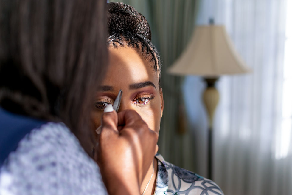 Bride having her make up done on her wedding day in Montego Bay, Jamaica. Captured by Jamaican Wedding Photographer Oren Thomas