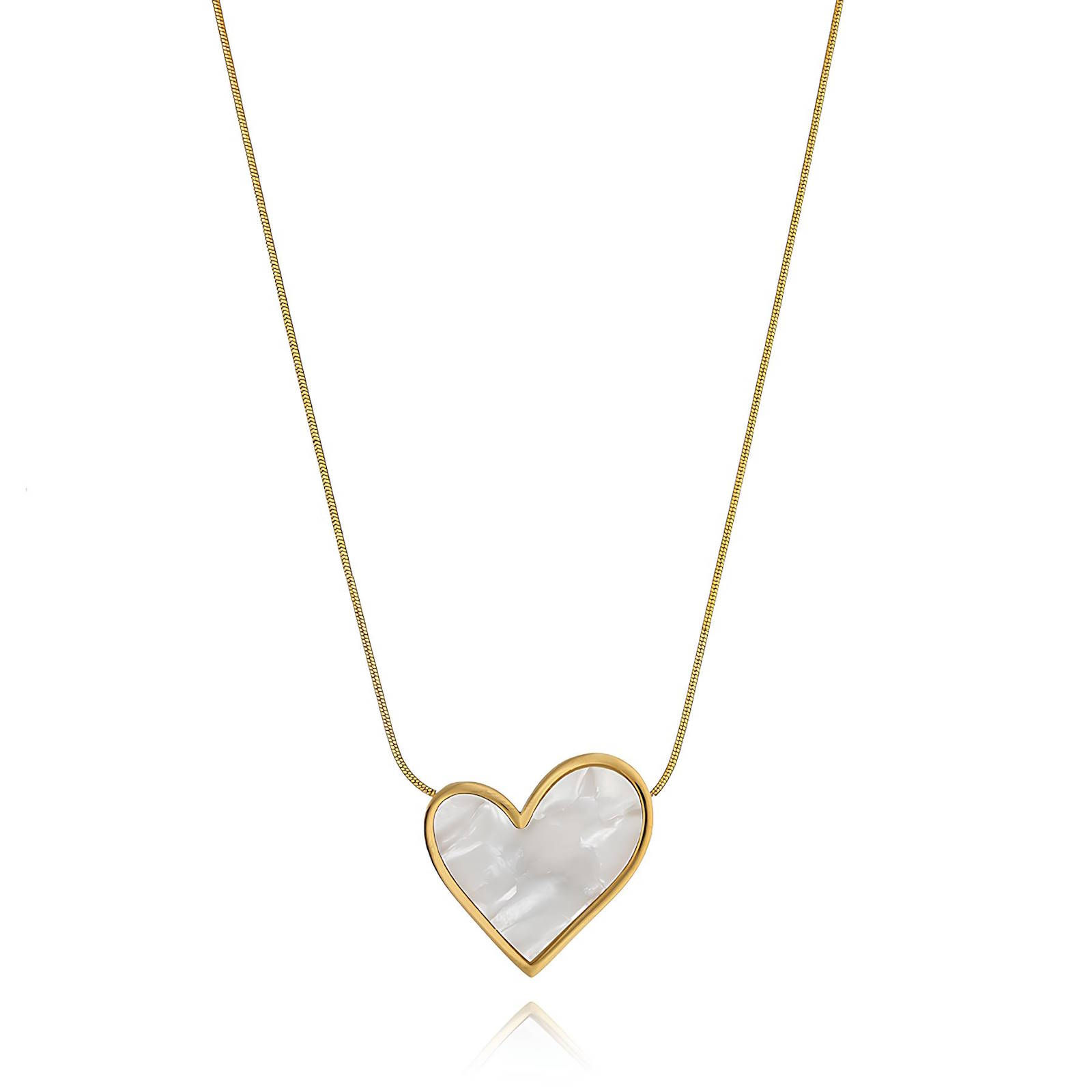 white heart on gold chain necklace