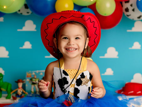 Aliza's Toy Story Cake Smash (Phoenix AZ cake smash birthday photographer)