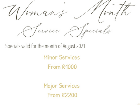 Woman's Month Service Specials- Valid For The Month Of August 2021