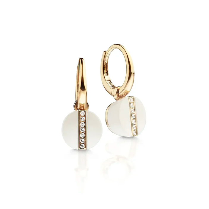 Oro rosa con diamanti e agata bianca