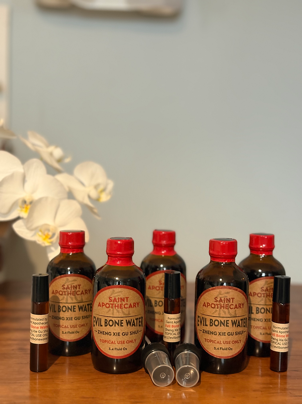 Evil Bone Water - 5 bottles with 2 spray attachments and 3 10ml EBW rollers