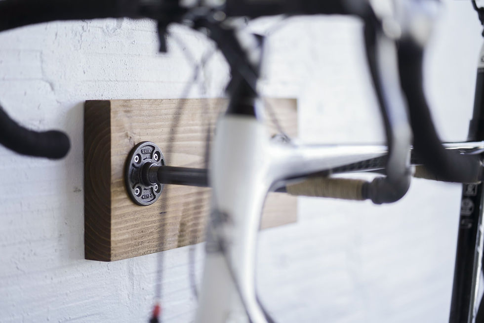Thumbnail: Burlap Iron Pipe Bicycle Wall Display