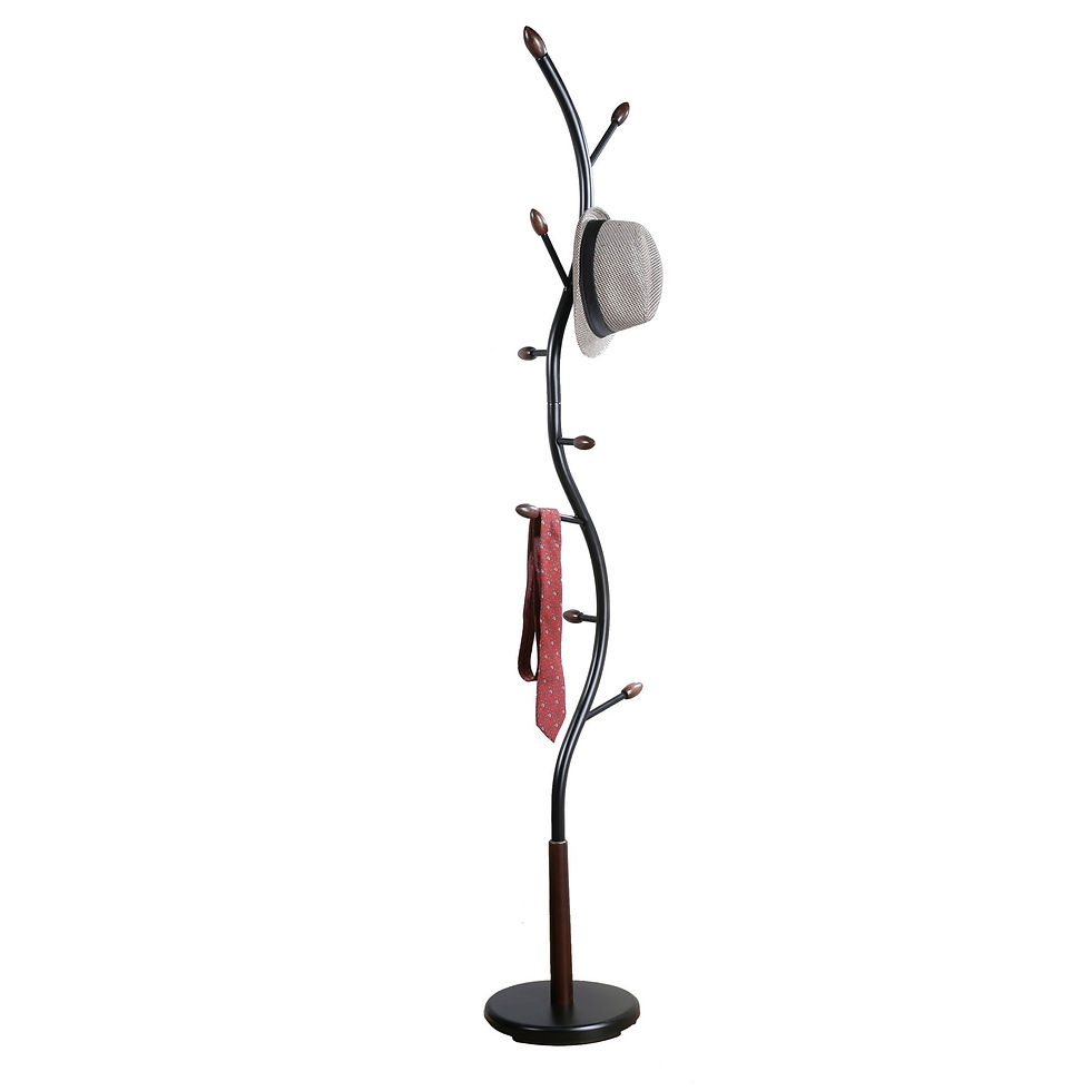 Thumbnail: Arles Metal Black and Walnut Standing Coat Rack