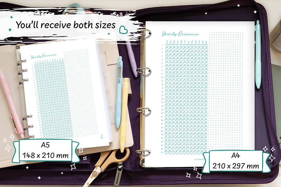 Thumbnail: Teal Hand-Drawn Yearly Overview Digital Download on a white desk with teal stationary
