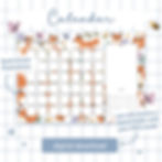Printable landscape monthly calendar page with notes and to-do section, featuring hand-drawn fox cub, butterfly and wildflowe