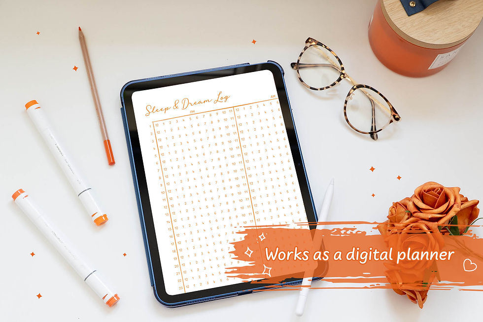 Thumbnail: Orange Hand-Drawn Sleep and Dream Log Digital Download on a white desk with orange stationary