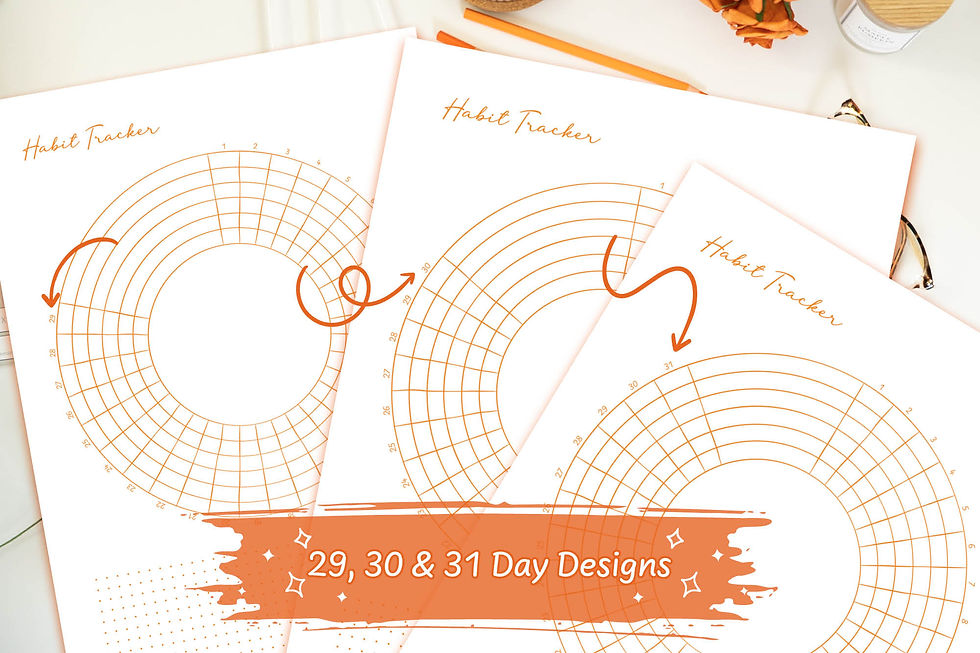 Thumbnail: Orange Hand-Drawn Circle Habit Tracker Digital Download on a white desk with orange stationary