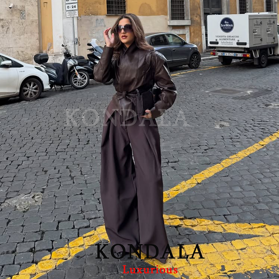 Thumbnail: KONDALA Casual Chic Wide Leg Pants Women Office Lady Pockets Pleated Long Trouse