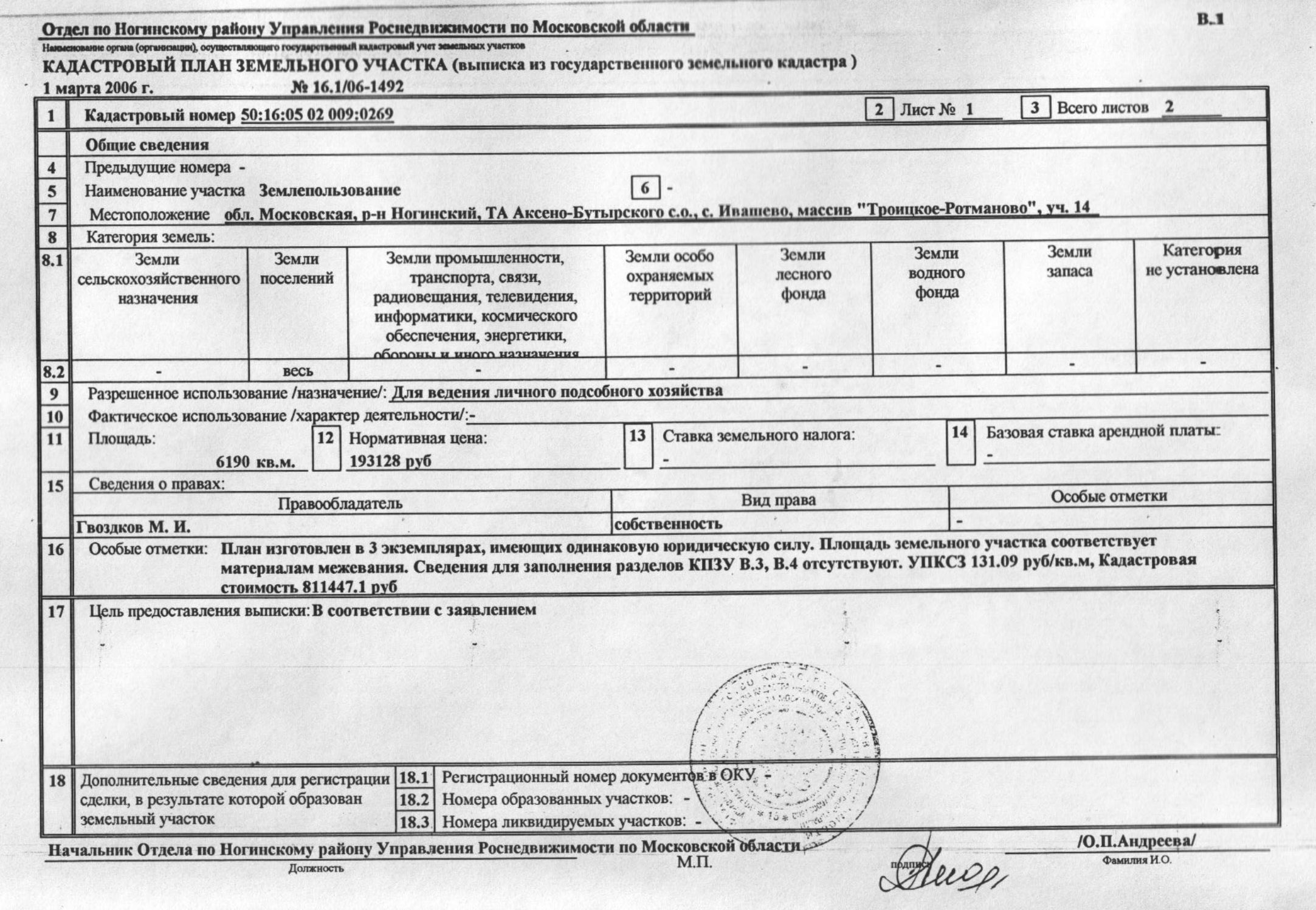 Результаты кадастровой деятельности