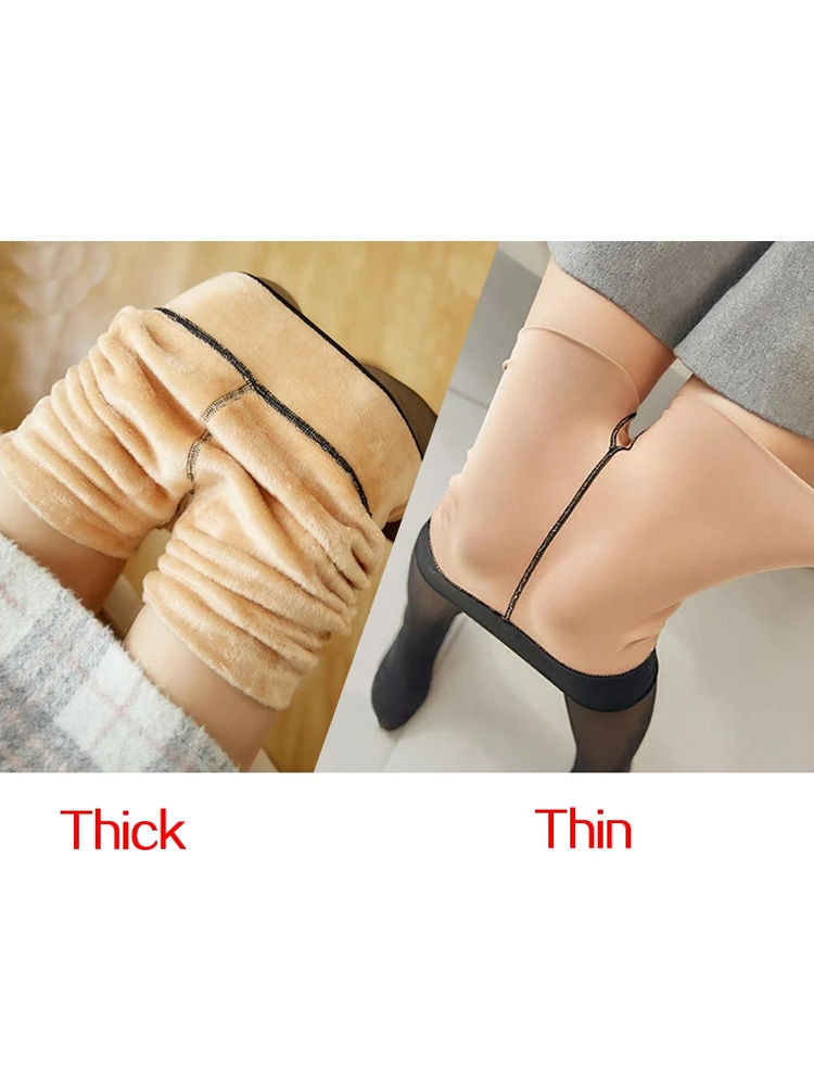 Thumbnail: Thermal Stockings Woman Fleece Tights Sexy Winter Warm Pantyhose Translucent Sli