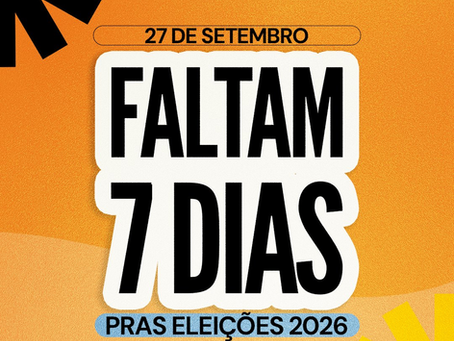 27/09 Faltam 7 dias para as Eleições 2026. No dia 4 de outubro, eleitoras e eleitores de todo o país deverão votar para seis cargos. A sequência começa com a escolha do representante para a Câmara