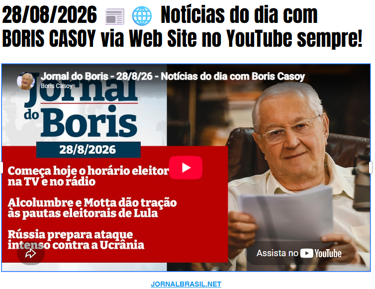 02/09/2026 📰🌐 Notícias do dia com BORIS CASOY via Web Site no YouTube sempre!