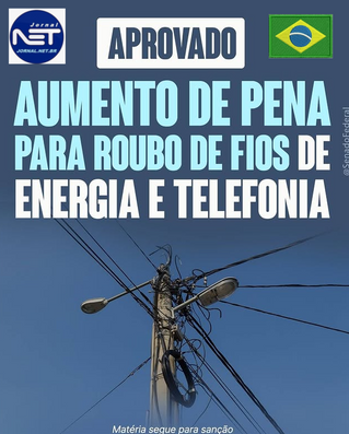 O projeto que aumenta as penas para quem furta cabos e equipamentos de energia e telefonia (PL 4.872/2024) está perto de virar lei. Aprovado pelo Senado em abril, o projeto foi confirmado pela Câmara 