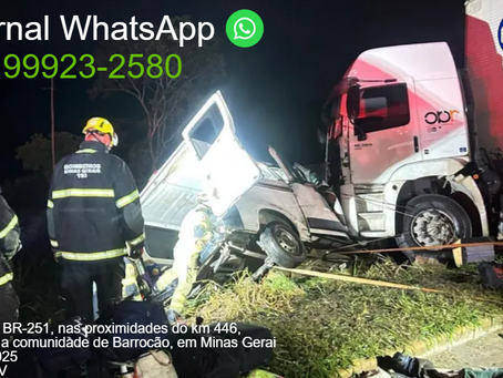 Acidente entre carreta e van com 9 mortos em MG conforme a ocorrência, várias vítimas ficaram presas às ferragens, sendo que, dos ocupantes da van, nove morreram no local, sendo oito adultos e uma cri