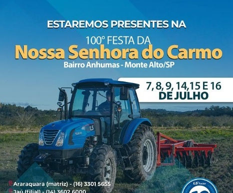 Estaremos presentes na 100ยช Festa da Nossa Senhora do Carmo, Bairro Anhumas em Monte Alto - SP