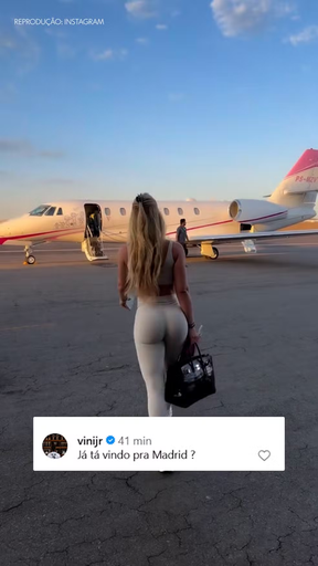 Vini Jr. reage a vídeo de Virginia entrando em jatinho: 'Vindo para Madrid?'Jogador do Real Madrid, Vini Jr. vive na capital espanhola e brincou com a influenciadora após vê-la embarcando em um jatin